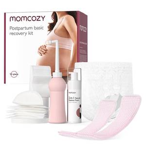 lot 11516 image: Momcozy Postpartum Recovery Essentials Kit, Labor Delivery Mom Care Kit, Self-Absorbent Disposable Underwear Nipple Nursing Pads Upside Down Peri Bottle Cold Pads Cooling Foam Canvas Bag Set
