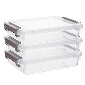 lot 11524 image: Citylife 3 PCS Plastic Storage Bins with Latching Lids Portable Project Case Clear File Box Stackable Storage Containers for Organizing B5 Paper, Photo, Document, Scrapbook