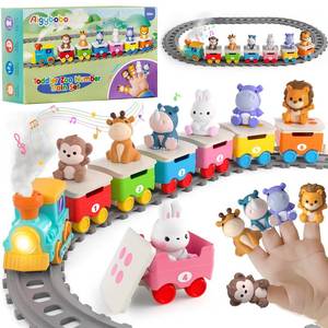 lot 11527 image: Toddler Toys for 1 2 3 Year Old, Electric Zoo Animal Train Set with Music, Lights & Steam, Montessori Counting, Matching & Sorting Learning Toys, Christmas Birthday Gifts for Baby Boys Girls 18 M