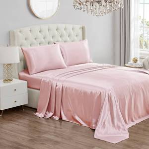 lot 11530 image: Juicy Couture Twin XL Size Satin Bed Sheet Set, Deep Pocket Silky Twin XL Sheet Set with 1 Fitted Sheet, 1 Flat Sheet, 1 Pillow Case, Wrinkle Resistant and Anti Pilling Bed Sheets - Pink