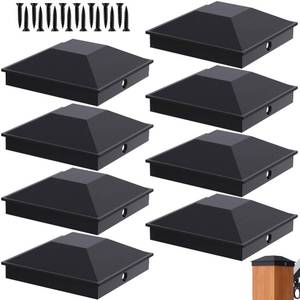 lot 11545 image: Goovilla 6x6 Post Caps Black(Actual 5.5 x 5.5), 8 Pack Fence Post Caps with 16 Screws and Easy Installation, Sturdy Waterproof Plastic Deck Post Caps with Frosted Finishing Touch, Protect Wood Post