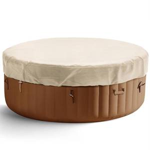 lot 12158 image: Round Hot Tub Cover 420D Polyester Waterproof Spa Covers for Hot Tub Replacement Outdoor Patio Hot Tub Protector (Beige, 79 Dx12 H)