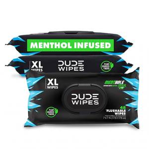 lot 12171 image: DUDE Wipes MentHOLE XXtreme Flushable Wipes - Menthol Infused Extra-Large Adult Wet Wipes - 3 Pack (144 Count) - Infused with Menthol for a Cooling Sensation - Septic and Sewer Safe