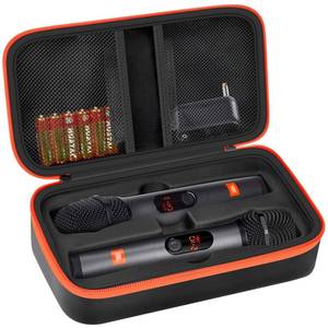 lot 12180 image: Againmore Wireless Microphone Case Compatible with JBL Wireless Two Microphone System, Handheld Dual Mic Travel Bag for Singing or Karaoke for Receivers, Adapters, AA Batteries-Black(Box Only)
