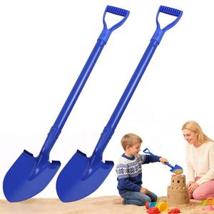 lot 12190 image: Lanathel 2 Pack Metal Beach Sand Shovels for Kids, 27 Inch Heavy Duty Small Shovels for Digging, Camping, Gardening, Planting, Mini Spade with D-Grip Handle, Blue