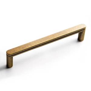 lot 12195 image: Goo-Ki 6 Pack 5 Inch Antique Brass Cabinet Pull Handle �� Decorative Grooved Texture & Non-Slip Grip for FarmhouseIndustrial Cabinetry