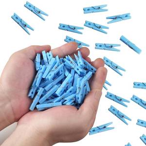 lot 12200 image: Fuvylonk 100PCS Blue Plastic Clothes Pins for Boy Baby Shower Games, DIY Crafts, Photos - 1.35 Inch Small Mini Pins, Tiny Clips for Laundry & Picture Displays Gender Reveal Party Decorations