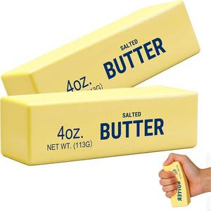 lot 12202 image: Butter Squishy Slow Rising Stress Relief Toy, Realistic Butter Stick Squeeze Toy, Soft PU Foam Fidget Toy for Anxiety and Sensory Relief, Cute Desk Decor for Adults Office and Party Favor Gift(2PCS)
