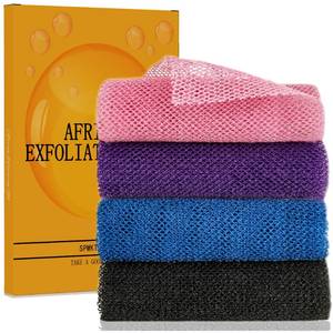 lot 12203 image: SPMKTBOZAI 4 Pack African Net Sponge for Women and Men �� Extra Long Nylon Bath & Back Scrubber, Stretchable Exfoliating Shower Body Scrubber for Daily Use, Travel Portable Spa Gift