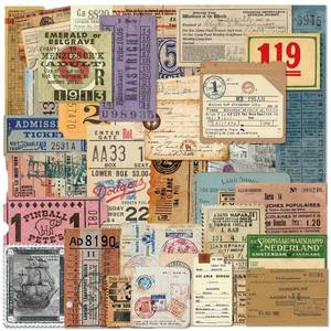 lot 12205 image: PRSTINCOL 100Pcs Vintage Sticker Pack - Scrapbooking Supplies & Junk Journal Accessories - Aesthetic Stickers for Water Bottles, Craft Kits, Bullet Journals - Retro Design