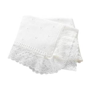lot 12208 image: Hadetoto Cotton Lace Knit Baby Blankets, Super Soft Lightweight Crib Blanket for Infant Boys Girls, Nursery Bedding (White)