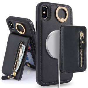 lot 12215 image: DEYHU for iPhone Xs Phone case with Card Holder with Compatible magsafe Magnetic, Key Chain PU Leather Flip Kickstand Detachable 2-in-1 Wallet case for AppleXS Women Men-Pink