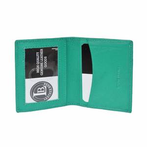 lot 12226 image: Leatherboss Slim Thin Leather Credit Card Id Mini Wallet Holder Bifold Drivers License Safe (Green) (Small Damage)