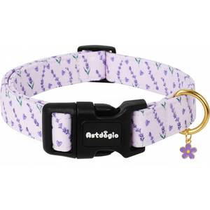 lot 12237 image: Astdogio Dog Collar for Large Dogs, Spring Purple Dog Collars with Flowers Pattern, Adjustable Cotton Dog Collars, Cute Girl or Boy Dog Collar Ideal for Gifts,Pet Accessory