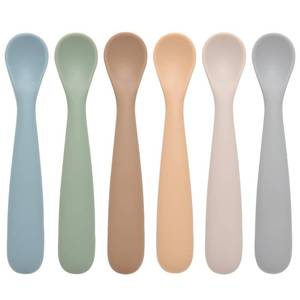 lot 12240 image: Eascrozn Baby Spoons, 6 Pack First Stage Silicone Feeding Spoons, Soft Tip Feeding Baby Utensils, Baby Led Weaning Supplies Training Spoons, Dishwasher and Boil Safe