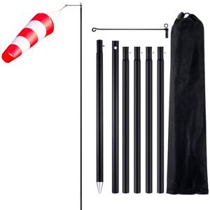 lot 12276 image: Otoolling 10ft Windsock Pole 6-Section Flagpole - Swiveling Eyelet at Top with Detachable Swiveling Arm - Metal Ground Stake Included with Bag for Outdoor Fabric Decor, Easy Assembly