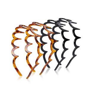 lot 12278 image: 4 Pack Zig Zag Headbands for Women and Men�� U-Shaped Hair Comb Headbands, Black & Tortoise Recycled Plastic,Classic 90s Hair Accessories, Tortoise for Workout, Yoga, Daily Wear, Parties & Gifts (Only 2)