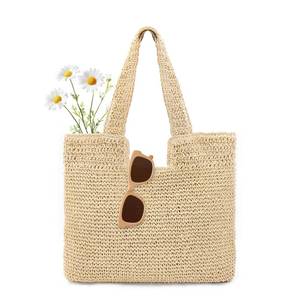 lot 12297 image: Peicees Straw Beach Bag For Women Large Boho Tote With Leak-Proof Lining Shoulder Bag For Summer Travel Vacation Purse