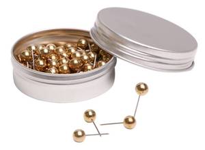 lot 12302 image: Tupalizy 100PCS 14 Inch Small Round Head Map Tacks Pins for Home Office Bulletin Cork Board Use and DIY Craft Project (Gold)