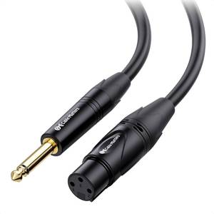 lot 12308 image: Cable Matters XLR to 14 TS Microphone Cable 6 ft, Unbalanced Female XLR to Male 14 (6.35mm) TS Cable