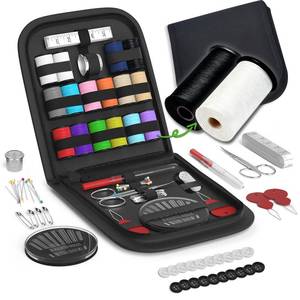lot 12311 image: Sewing Kit Gifts for Grandma, Mom, Friend, Traveler, Adults, Beginner, Emergency,Sewing Supplies Accessories with Scissors,Sewing Needles Thimble, Thread,Tape Measure etc (Black, S)