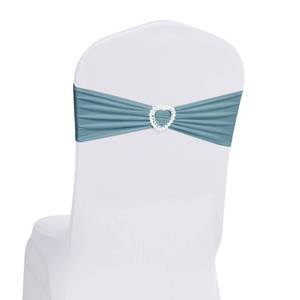 lot 13658 image: Howhic Pack of 120 Spandex Chair Sashes Bows Stretch Chair Cover Band with Buckle Slider Universal Elastic Chair Ties for Wedding Banquet Party Event Decoration (Dusty Blue)