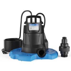 lot 13660 image: Acquaer 13 HP Automatic Swimming Pool Cover Pump, 2950 GPH Submersible Sump Pump with 34 Check Valve Adapter & 25ft Power Cord, Water Removal for Pool, Hot Tubs, Rooftops, Water Beds, Black & Blue