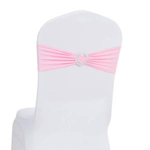 lot 13661 image: Howhic Pack of 120 Spandex Chair Sashes Bows Stretch Chair Cover Band with Buckle Slider Universal Elastic Chair Ties for Wedding Banquet Party Event Decoration (Pink)