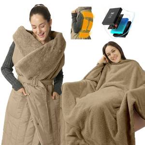 lot 13670 image: ZonLi Electric Wearable Heated Blanket, 2-in-1 Design Portable Cordless Heated Blankets Battery Operated Heated Shawl Blanket, Rechargeable Power Bank for Home, Office, Travel, Gift for Christmas