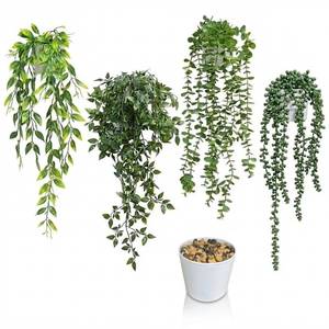 lot 13673 image: 4 Pack Artificial Hanging Plants for Shelf,Fake Plants for room decor,String of Pearls,Mandala & Pea Pod Leaves in Pots for Indoor Outdoor Shelf Wall Decor - Realistic Faux Greenery(white flowerpot)