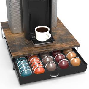 lot 13686 image: DecoBrothers Supreme Vertuoline Drawer, Holds with 30 Big or 60 Small Vertuoline Pods, Rustic Brown
