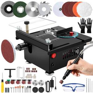 lot 13688 image: Mini Multi Functional Table Saw, mini Table Saws for Crafts, Portable Mini Desktop Electric Saw for Wood Cutting, Height & Angle Adjustable with More Accessories, for Wood, Plastic Acrylic Cutting