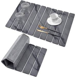 lot 13692 image: Large Stone Dish Drying Mat for Kitchen Counter, 24(L)�16(W) Marble-Pattern, Collapsible Quick Drying Dish Mats, Ultra Absorbent Diatomaceous Earth Mats for Dishes , Match Any Countertop - Dark Grey