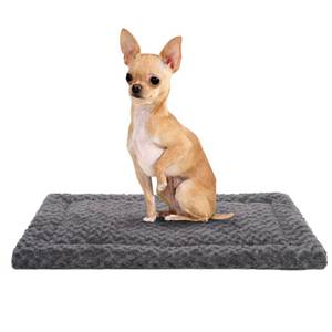lot 13699 image: Washable Dog Bed Mat Crate Pad Soft Fluffy Pet Kennel Beds Dog Sleeping Mattress for Large Jumbo Medium Small Dogs, 24 x 18 Inch, Gray