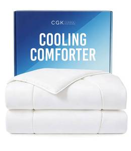 lot 13709 image: Cooling Comforter FullQueen Size - Cooling Blanket for Hot Sleepers and Night Sweats - Summer Comforter for Full & Queen Size Beds - Soft, Comfy, Breathable Cold Blanket for Sleeping - 90x90 (White)