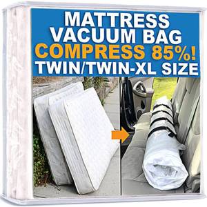 lot 13711 image: Mattress Vacuum Bag for Moving, Vacuum Seal Mattress Bag for Memory Foam or Inner Spring Mattresses, Compression and Storage for Returns, Leakproof Valve and Double Zip Seal (TwinTwin-XL)