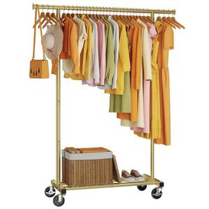 lot 13714 image: HYSEYY Clothes Rack, Clothing Rack for Hanging Clothes, Rolling Garment Rack Sturdy Coat Rack Portable Wardrobe Rack Metal Closet Rack for Bedroom Laundry Living Room, Gold