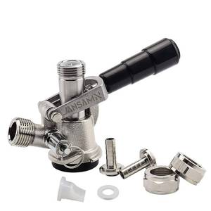 lot 14096 image: Keg Coupler, Sankey D Tap with 304 Stainless Steel Probe, Keg Coupler D System with Black Handle & Hose Clamp, D Style,Sankey D Tap for 516 ID Hose