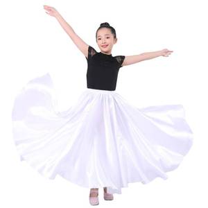 lot 14121 image: Girls Satin Full Circle Long Dance Skirt Ankle Length Shiny Satin Swing Skirt for Girls 8-12 Years Belly Dance Long Skirt (360 Degree, White)