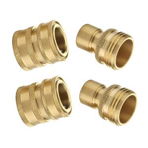 lot 14123 image: M MINGLE Garden Hose Quick Connect Fittings, 34 Inch GHT Solid Brass, Quick Connector Set, 2-Pack