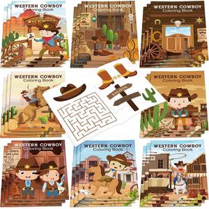 lot 14125 image: Nezyo 24 Pieces Cowboy Coloring Books Wild West Theme DIY Art Drawing Book Western Party Favors Cowboy Wanted Color Booklets Bulk for Western Wild West Birthday Gift Goodie Bag Filler