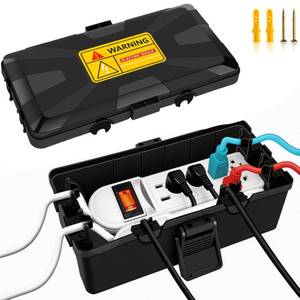 lot 14129 image: Outdoor Electrical Box (10.3 x 5.9 x 3.7 in),IP54 Waterproof Extension Cord Connection Box with 6 Cable Entry Ports,Weatherproof Outlet Cover for Power Strip,Holiday Lights,Plug, Extension Cables