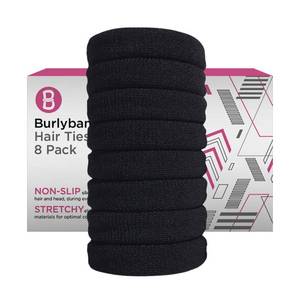 lot 14138 image: Burlybands Large Hair Ties for Thick, Heavy or Curly Hair - Non-Slip, Non-Damage, Seamless Womens Ponytail Scrunchies - Black, 8 Pcs