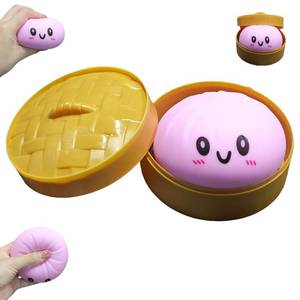 lot 14151 image: Dumpling Squishies, Large Dumpling Squishy, Mystery Jumbo DumplingSquishy,Food Steamer Stretchy Desk Toys, Cute Anxiety Relief Fidget Toy, Soft Squeeze Decompression Dough for Adults(Purple with Eyes)