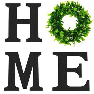 lot 14196 image: 12 Inch Home Letters with Wreath Wall Decor Living Room Black Wooden Sign Modern Farmhouse Decor Flower Garland Decoration Hanging Home decor for Entryway Kitchen,Housewarming Present