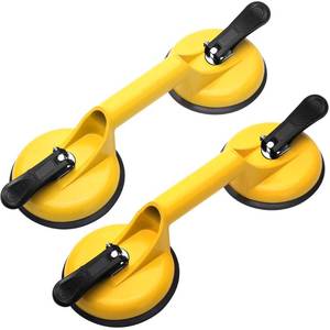 lot 15525 image: FCHO Glass Suction Cups Heavy Duty Aluminum Vacuum Plate Handle Floor Holder Hooks to Lift Large GlassTile Suction Cup LifterMoving GlassesPad for LiftingDent Puller (2 Pack)