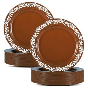 lot 15533 image: Yungyan 50 Pcs Mexican Plastic Plates Mexican Party Decoration Dinnerware Plastic Plates Cielito Lindo Birthday Baby Shower Party Decor(10.25inch,Brown,50)