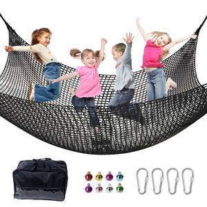 lot 15534 image: LPIW Climbing Net for Kids - 9.9FT x 9.9FT Double Layers Heavy Duty Playground Safety Net, Climbing Cargo Net for Tree House Tree Fort, Back Yard, Jungle Gyms, Monkey Bar Security Mesh��Black��