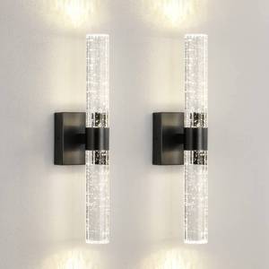 lot 15538 image: CCYCOL Black Modern LED Wall Sconce - 18 Inch Wall Sconces Set of Two 4000K Dimmable Crystal Sconce Wall Lighting Indoor Wall Mount Bathroom Vanity Light Fixtures for Bedroom Living Room, 12W