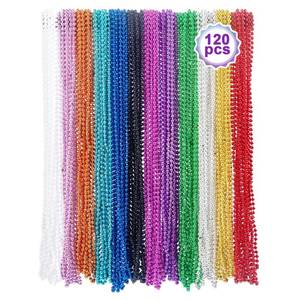 lot 15551 image: Mardi Gras Beads��120Pcs Bead Necklace 12 Colors 33 Colored Beads Bulk Necklace��Throw-Ins Christmas Pirate Carnival Party Costume Accessories Bulk Party Gifts Women Men